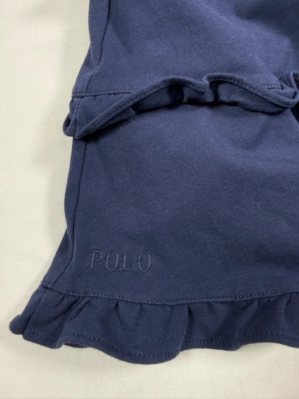 POLO RALPH LAUREN Girls Ruffled Cotton Jersey Dress Size 6X Preppy Classic